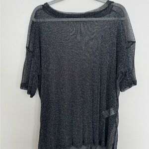 Sheer Shimmer Mesh Short Sleeve Top